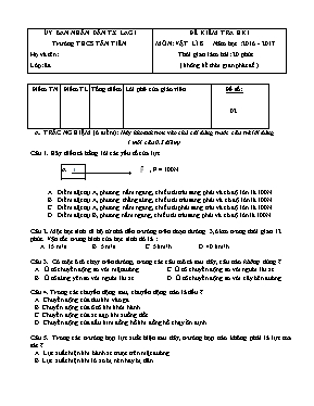Đề kiểm tra học kì I Vật lí lớp 8 - Đề số 2 - Năm học 2016-2017 - Trường THCS Tân Tiến